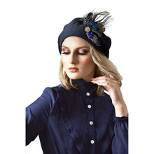 Yeela’s Exquisite Beret - Navy Peacock/Crystals-Beret-The Little Tichel Lady