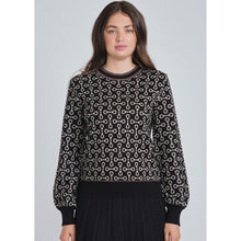 Button Detail Print Sweater, XS-2X-Tops-The Little Tichel Lady