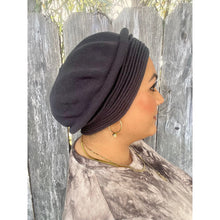 Front Pleated Cotton Beret - Navy-Berets/ Snoods-The Little Tichel Lady