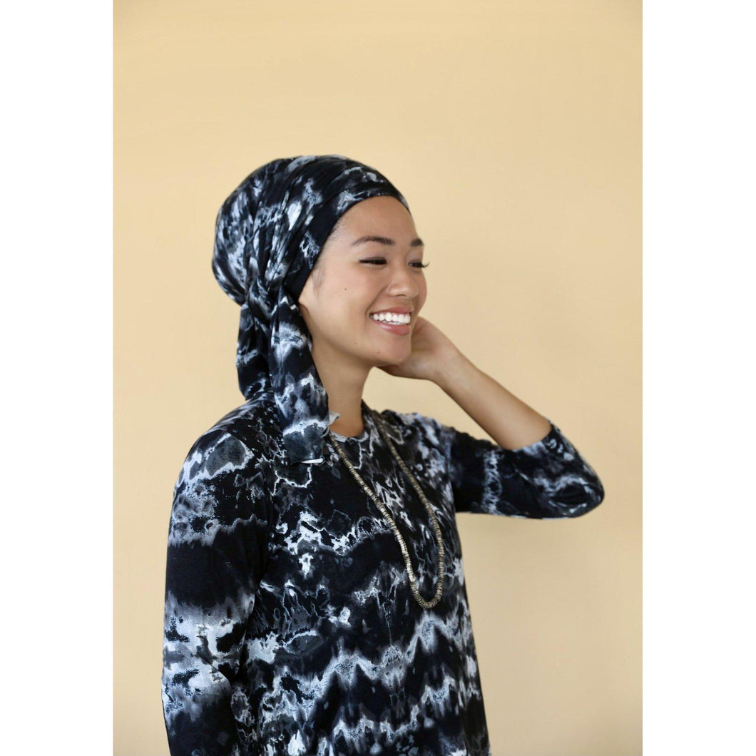 Black Tie-Dye Long Wrap-Long Wrap-The Little Tichel Lady
