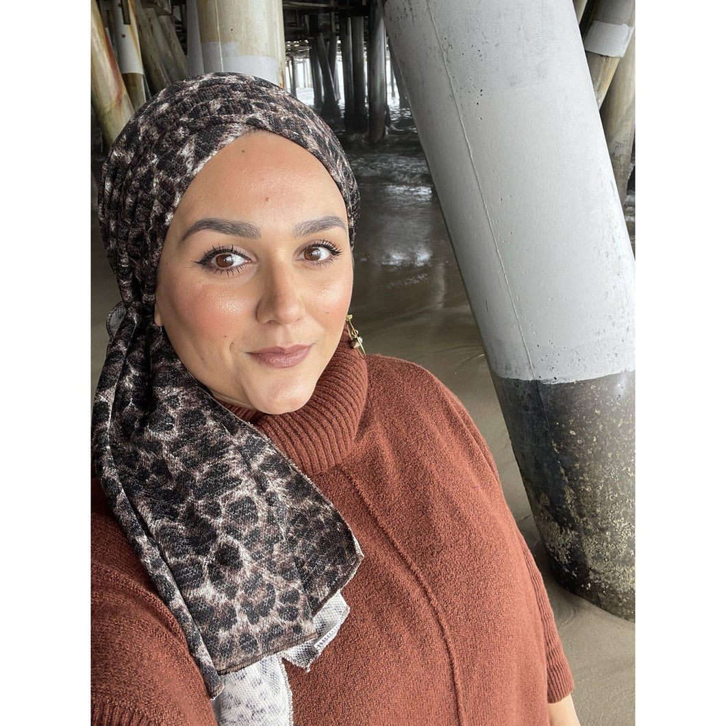 Classic Cheetah Print Stretchy Head Scarf-Long Wrap-The Little Tichel Lady
