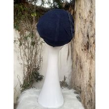 Knitted Bow Beret Head Cover - Navy-Berets/ Snoods-The Little Tichel Lady