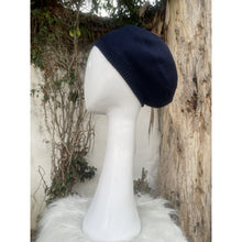 Knitted Bow Beret Head Cover - Navy-Berets/ Snoods-The Little Tichel Lady