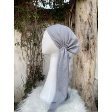 Pre Tied Turkish Cotton Textured Tichel w/ Long Tails - Gray-pretieds-The Little Tichel Lady