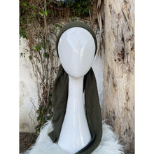Pretied Turkish Cotton Textured Tichel w/ Long Tails - Olive-pretieds-The Little Tichel Lady