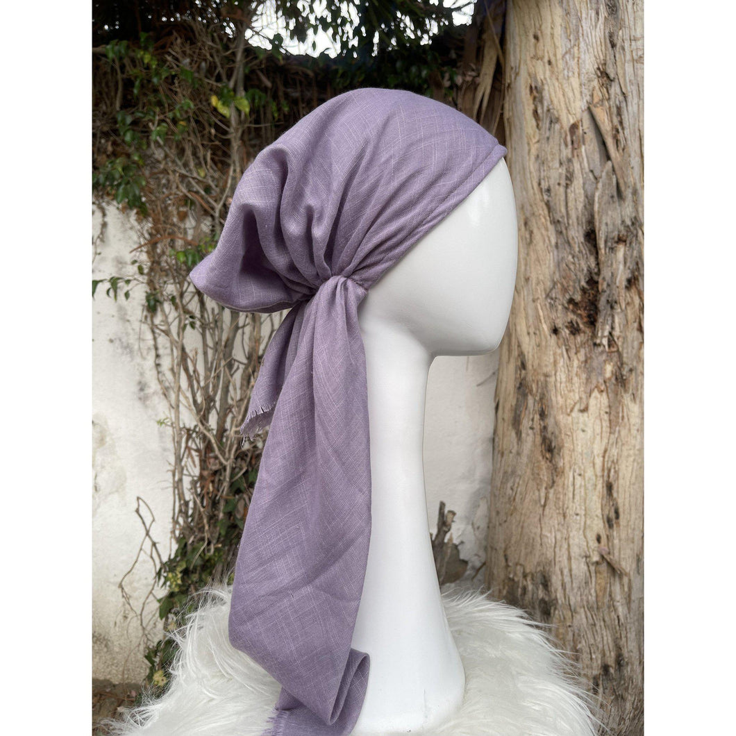 Pretied Turkish Cotton Textured Tichel w/ Long Tails - Lavender-pretieds-The Little Tichel Lady
