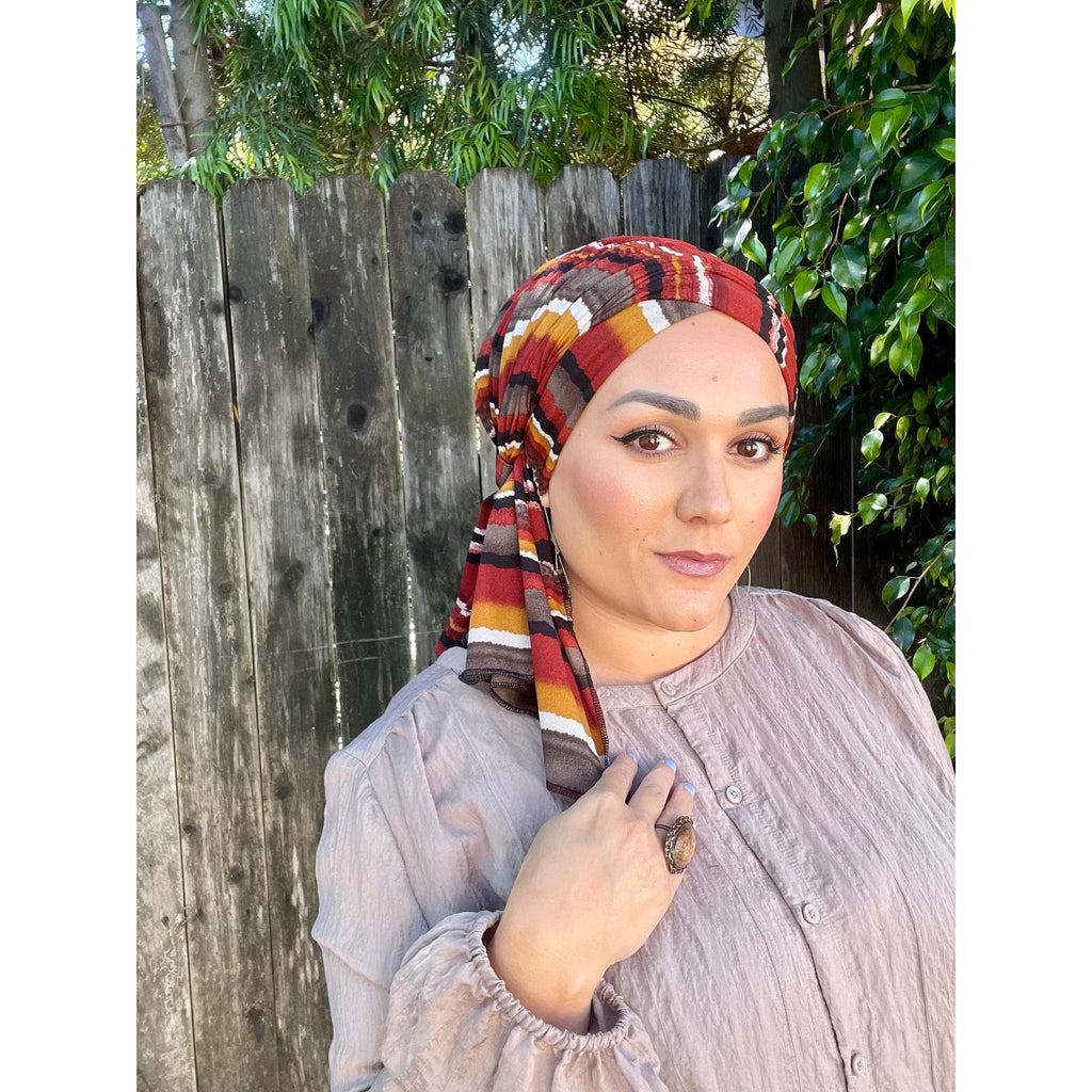 Striped Delight Headwrap - Rust/Neutral Blend – The Little  display picture 1