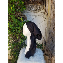 Turkish Cotton Metallic Solid Pretied w/ Long Tails - Black, XL Circumference-pretieds-The Little Tichel Lady