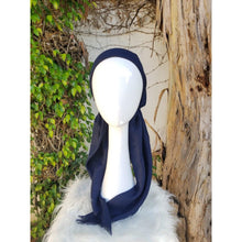 Turkish Cotton Metallic Solid Pretied w/ Long Tails - Navy XL Circumference-pretieds-The Little Tichel Lady