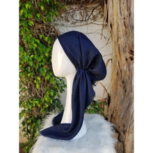 Turkish Cotton Metallic Solid Pretied w/ Long Tails - Navy XL Circumference-pretieds-The Little Tichel Lady