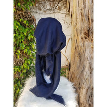 Turkish Cotton Metallic Solid Pretied w/ Long Tails - Navy XL Circumference-pretieds-The Little Tichel Lady