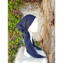 Turkish Cotton Metallic Solid Pretied w/ Long Tails - Navy XL Circumference-pretieds-The Little Tichel Lady