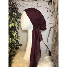 Turkish Cotton Metallic Solid Pretied w/ Long Tails - Wine, XL Circumference-pretieds-The Little Tichel Lady