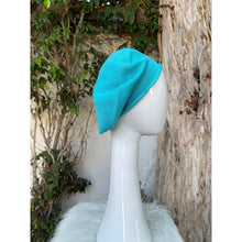 Embellished Cotton Beret - Medium/Large, Turquoise Flower-Beret-The Little Tichel Lady