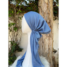 Turkish Cotton Metallic Solid Pretied w/ Long Tails - Cornflower Blue, XL-pretieds-The Little Tichel Lady