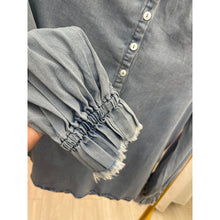 Faux Denim Top w/ Frayed Details-Tops-The Little Tichel Lady