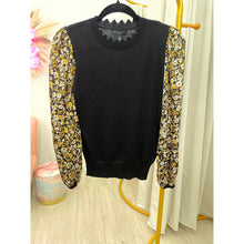Contrast Sleeve Top - Black-Tops-The Little Tichel Lady