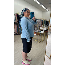 Faux Denim Top w/ Frayed Details-Tops-The Little Tichel Lady