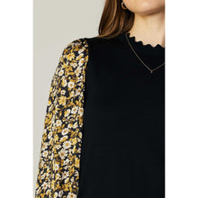 Contrast Sleeve Top - Black-Tops-The Little Tichel Lady