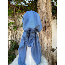 Turkish Cotton Metallic Solid Pretied w/ Long Tails - Cornflower Blue, XL-pretieds-The Little Tichel Lady