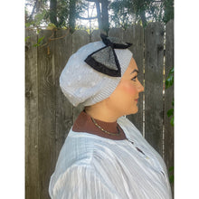 Embellished Cotton French Beret - Gray Bow-Berets/ Snoods-The Little Tichel Lady