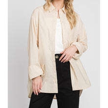Oversized Cotton Blouse - Latte-Tops-The Little Tichel Lady
