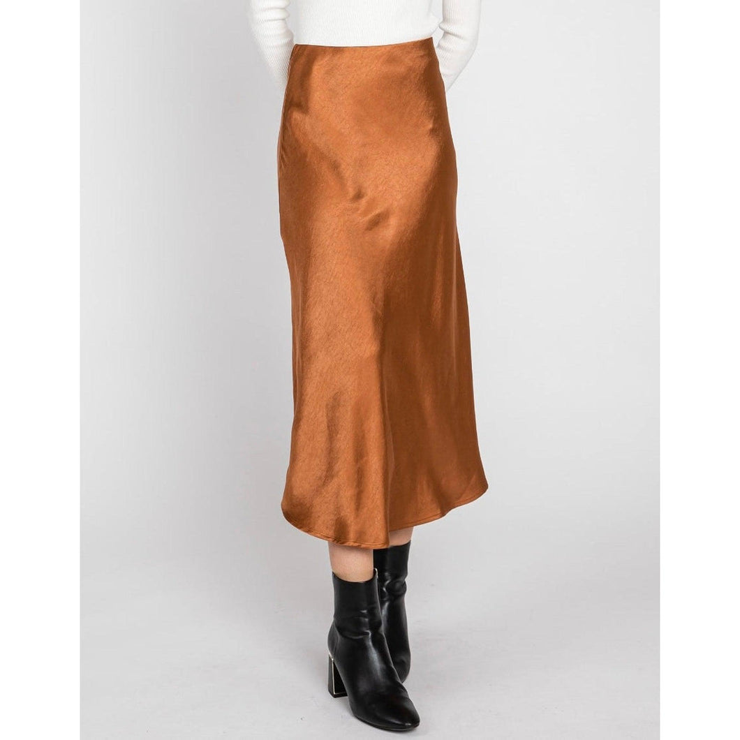 Rust Satin Slip Skirt-skirt-The Little Tichel Lady