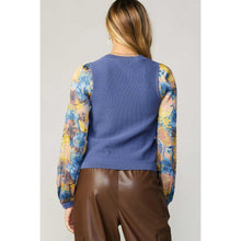 Contrast Sleeve Top - Blue-Tops-The Little Tichel Lady