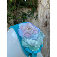 Embellished Cotton Beret - Medium/Large, Turquoise Flower-Beret-The Little Tichel Lady
