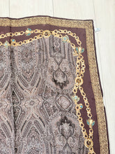 Dior Authentic Designer Headscarf, Brown and Gold