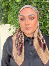Dior Authentic Designer Headscarf, Brown and Gold