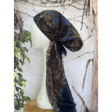 Turkish Cotton Textured Print Pretied w/ Long Tails - Navy-pretieds-The Little Tichel Lady