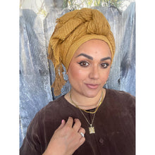 Cozy Israeli Waffled + Tassel Details Headwrap - Golden-Long Wrap-The Little Tichel Lady