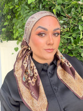 Dior Authentic Designer Headscarf, Brown and Gold