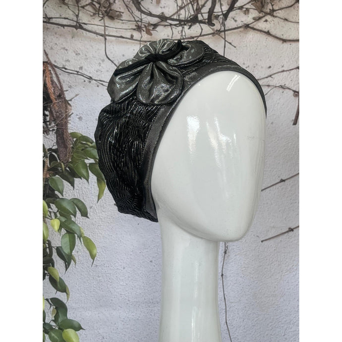 Embellished Hat - Size #2 Dark Silver Textured-Hat-The Little Tichel Lady