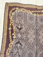 Dior Authentic Designer Headscarf, Brown and Gold