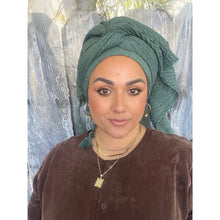 Cozy Israeli Waffled + Tassel Details Headwrap - Hunter Green-Long Wrap-The Little Tichel Lady