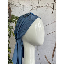 Embellished Metallic Pretied - Blue-pretieds-The Little Tichel Lady