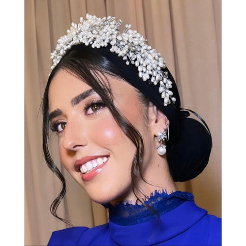 Avigail Lahiani, Luxurious Pearl & Crystals Headpiece-Headband-The Little Tichel Lady