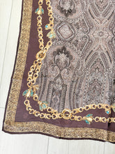 Dior Authentic Designer Headscarf, Brown and Gold