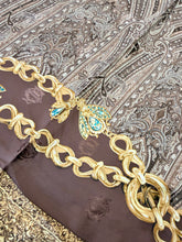 Dior Authentic Designer Headscarf, Brown and Gold