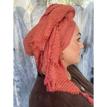 Cozy Israeli Waffled + Tassel Details Headwrap - Rust-Long Wrap-The Little Tichel Lady