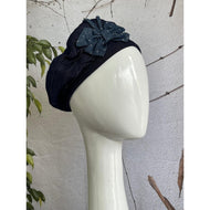 Embellished Hat - Size #1 Blue Faux Denim Bow3-Hat-The Little Tichel Lady