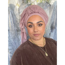 Cozy Israeli Waffled + Tassel Details Headwrap - Antique Pink-Long Wrap-The Little Tichel Lady