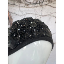 Embellished Hat - Size #2 Black Print Sequins-Hat-The Little Tichel Lady