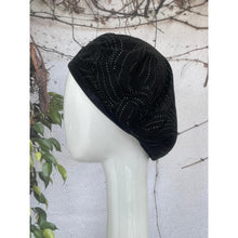 Embellished Hat - Size #2 Black Print Sequins-Hat-The Little Tichel Lady