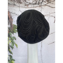 Embellished Hat - Size #2 Black Print Sequins-Hat-The Little Tichel Lady