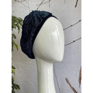 Embellished Hat - Size #1 Blue Faux Denim Bow2-Hat-The Little Tichel Lady