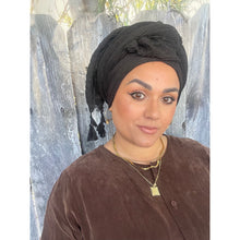 Cozy Israeli Waffled + Tassel Details Headwrap - Black-Long Wrap-The Little Tichel Lady