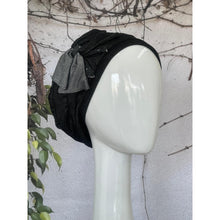 Embellished Hat - Size #2 Black Denim Bow-Hat-The Little Tichel Lady